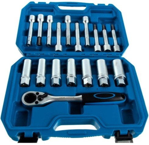 Набор инструмента AV Steel AV-922058 для разбора стоек с проходной трещоткой, 18 предм.