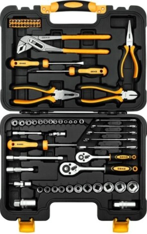 Набор инструментов DEKO TZ65 для дома и авто в чемодане 65 предметов [065-0732]