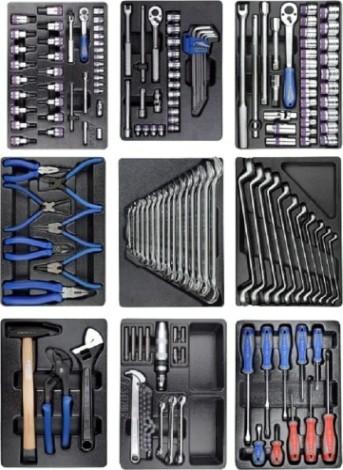 Набор инструментов для тележки KING TONY 9 ложементов, 161 предмет 936-005MRD [936-005MRD]