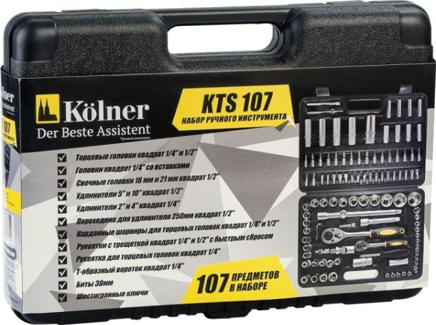 Набор инструментов Kolner KTS107 предметов, пластиковый кейс [кн107ктс]