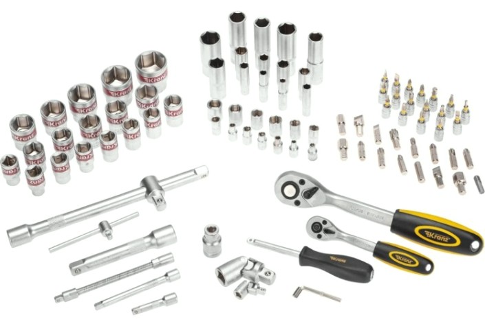 Набор инструментов Kranz 1/2, 1/4, CrV 94 предмета, кейс [KR-66-6694]