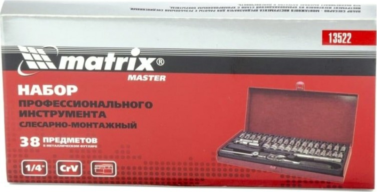 Набор инструментов MATRIX с квадратом 1/4", 38 предм. [13522]