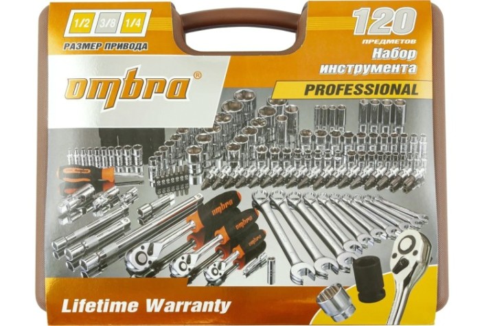 Набор инструментов OMBRA 911120 1/4", 3/8", 1/2"DR, 120 предметов [055545]