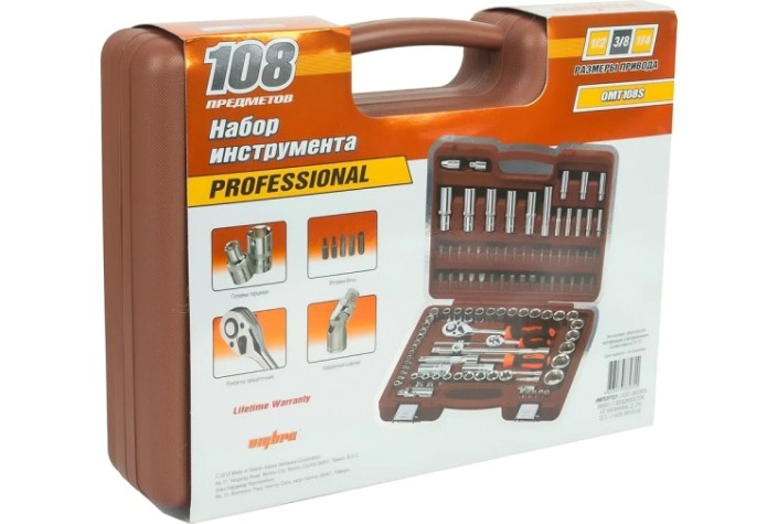Набор инструментов OMBRA OMT108S 1/4", 3/8", и 1/2"DR, 108 предметов [055322]