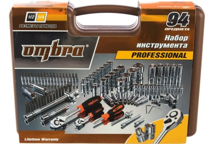 Набор инструментов OMBRA OMT94S 1/4", 1/2"DR, 94 предмета [055016]