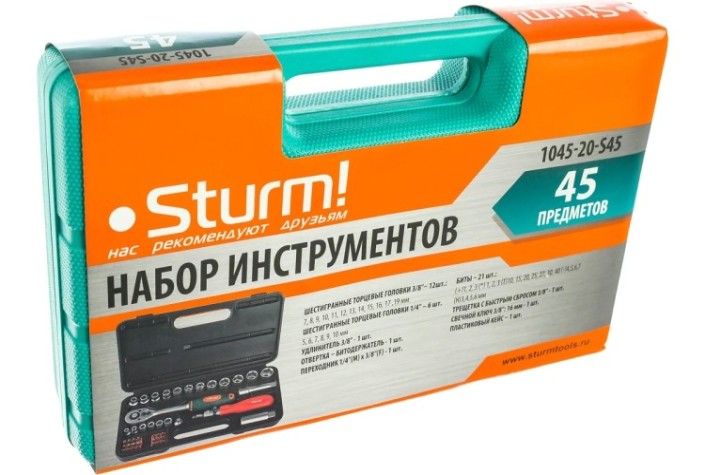 Набор инструментов Sturm 1045-20-S45 для автомобиля, 5-19 мм, 45 предметов