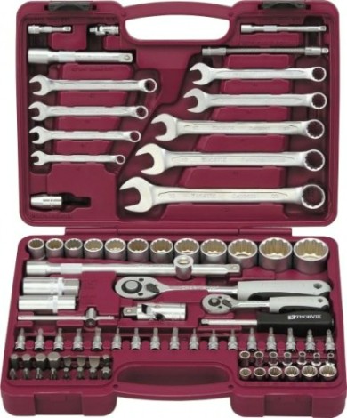 Набор инструментов THORVIK 1/4", 1/2"DR с головками торцевыми 12 универсальный [052805]