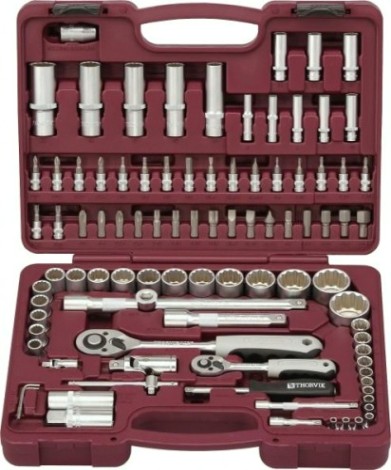 Набор инструментов THORVIK 1/4", 1/2"DR с головками торцевыми 12 универсальный [052807]