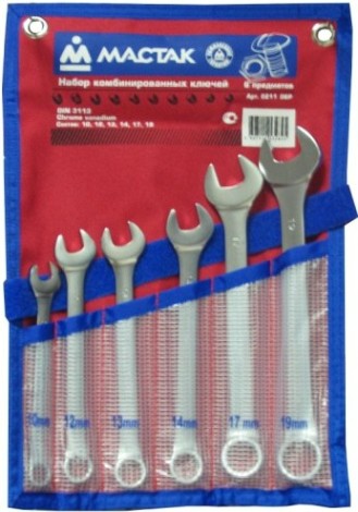 Набор ключей комбинированных МАСТАК 0211-06P 6 предметов