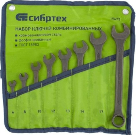 Набор ключей комбинированных СИБРТЕХ 6-19 мм 8 предметов [15473]