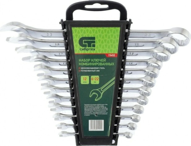 Набор ключей комбинированных СИБРТЕХ 6-22 мм 12 предметов [15452]