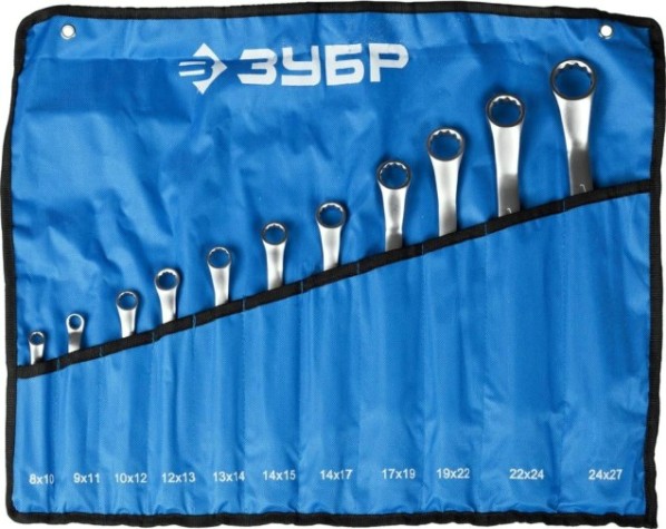 Набор ключей накидных ЗУБР МАСТЕР гаечных изогнутых 11 шт, 8-27 мм, [27132-H11_z01]