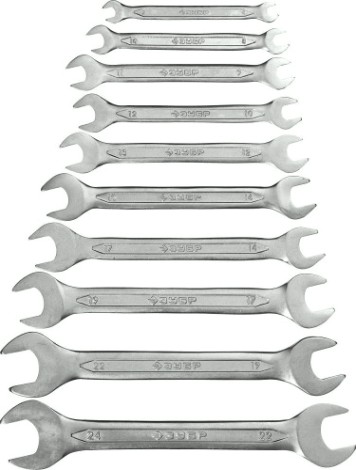 Набор ключей рожковых гаечных ЗУБР МАСТЕР 10 шт, 6-24 мм [27010-H10]