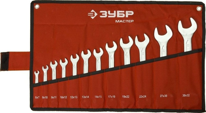 Набор ключей рожковых гаечных ЗУБР МАСТЕР 12 шт, 6-32 мм