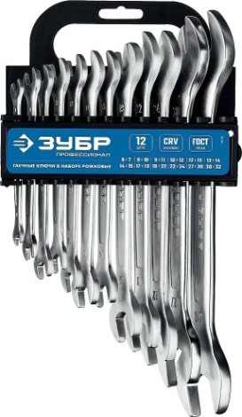 Набор ключей рожковых гаечных ЗУБР МАСТЕР 12 шт, 6-32 мм [27011-H12_z01]