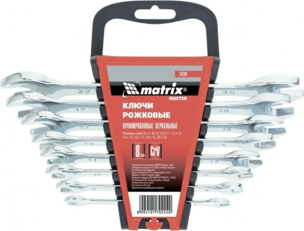 Набор ключей рожковых MATRIX 6-22 мм, 8 предметов [15238]