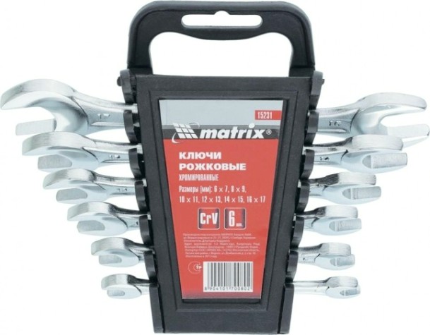 Набор ключей рожковых MATRIX 6х17 мм, 6 предметов [15231]