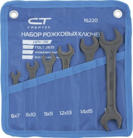 Набор ключей рожковых СИБРТЕХ 15220 6 предметов Набор ключей рожковых СИБРТЕХ 15220 6 предметов