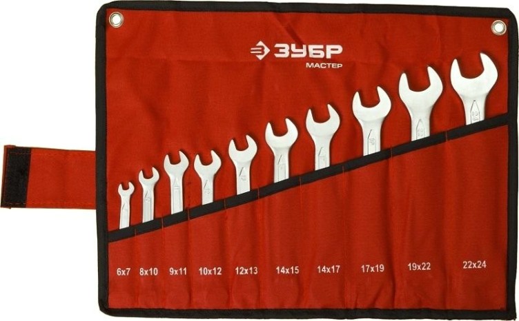 Набор ключей рожковых ЗУБР 27010-H10 10 предметов [27010-H10_z01]