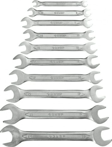 Набор ключей рожковых ЗУБР 27010-H10 10 предметов [27010-H10_z01]