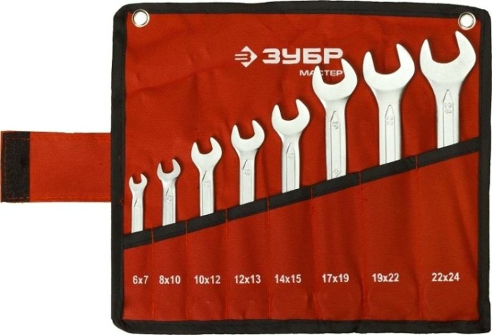 Набор ключей рожковых ЗУБР 27010-H8 8 предметов Набор ключей рожковых ЗУБР 27010-H8 8 предметов