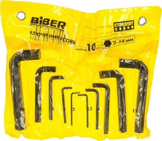 Набор ключей шестигранных Biber 90502 2-14мм 10шт. [тов-085695]