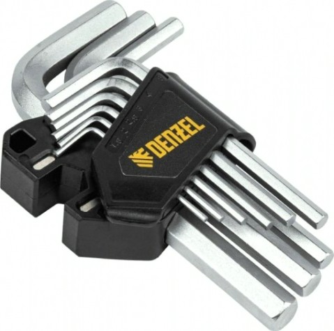 Набор ключей шестигранных Denzel HEX 1,5-10 мм, crv, 9 шт. [12366]