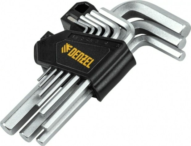Набор ключей шестигранных Denzel HEX 1,5-10 мм, crv, 9 шт. [12366]