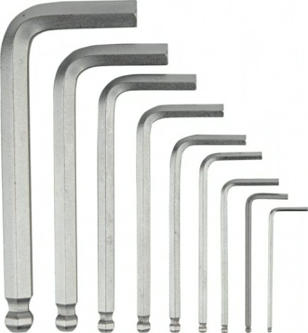 Набор ключей шестигранных Denzel HEX 1,5-10 мм, crv, 9 шт., с шаром [12362]