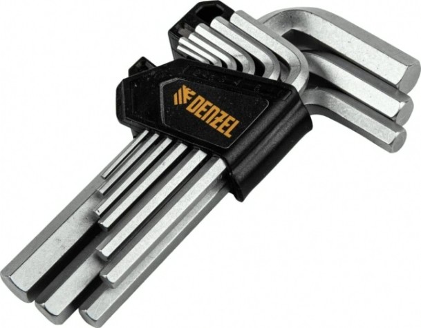 Набор ключей шестигранных Denzel HEX 2-12 мм, crv, 9 шт. [12367]