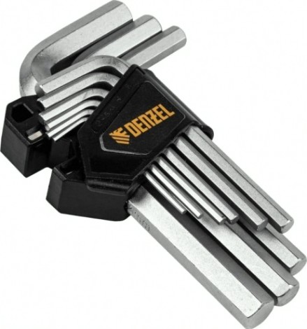 Набор ключей шестигранных Denzel HEX 2-12 мм, crv, 9 шт. [12367]