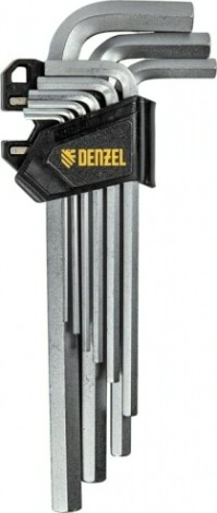 Набор ключей шестигранных Denzel HEX 2-12 мм, crv, 9 шт., удлиненные [12369]