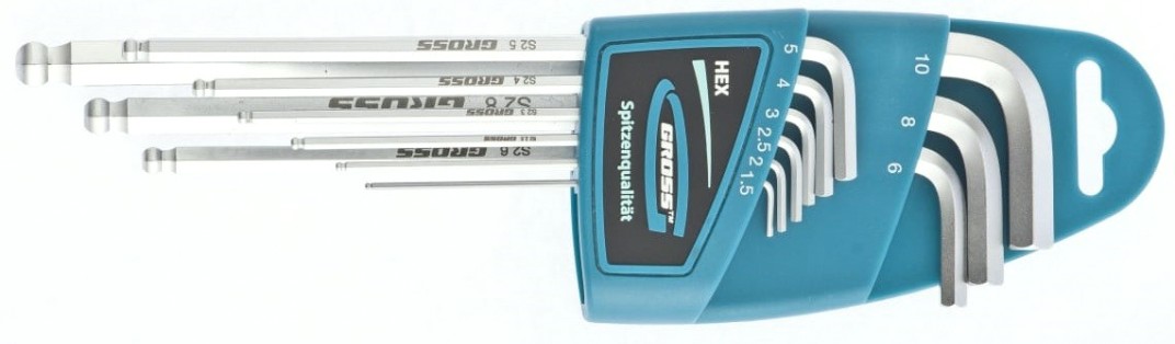 Набор ключей шестигранных GROSS 16404 имбусовых HEX 1,5–10 мм, 9 шт. Набор ключей шестигранных GROSS 16404 имбусовых HEX 1,5–10 мм, 9 шт.