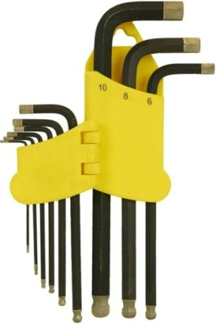 Набор ключей шестигранных HANSKONNER HK1045-04-9-L длинн s2 шар наконе, алмаз 9шт (1.5-10мм)