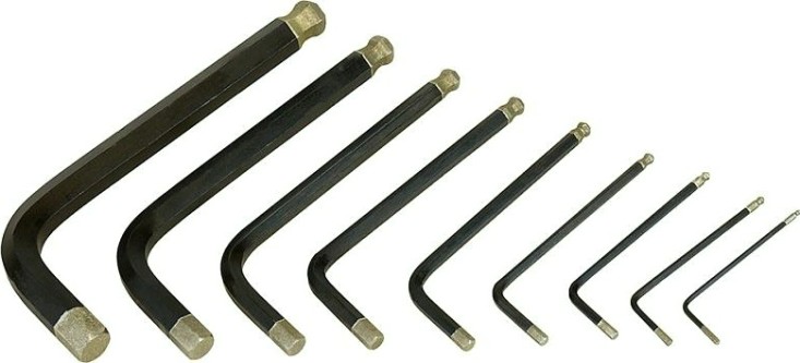 Набор ключей шестигранных HANSKONNER HK1045-04-9-S коротк s2 шар наконеч, алмаз 9 шт (1.5-10мм)