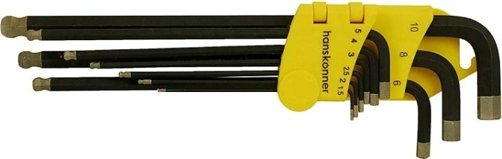 Набор ключей шестигранных HANSKONNER HK1045-04-9-XL супер-длин s2 шар након, алмаз 9 шт (1.5-10мм)