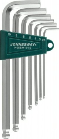 Набор ключей шестигранных JONNESWAY H05SM107S LONG с шаром 2,5-10мм, 7 предметов [047095]