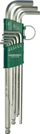 Набор ключей шестигранных JONNESWAY H06SA209S удлиненных с шаром дюймовых, 9 предметов [048823]