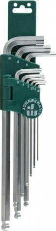 Набор ключей шестигранных JONNESWAY H23S109S удлиненных с шаром для изношенного крепежа, 9 пред [049338]