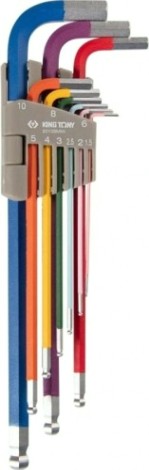 Набор ключей шестигранных KING TONY 1,5-10 мм длинные, с шаровым окончанием, 9 пред. [20109MW]