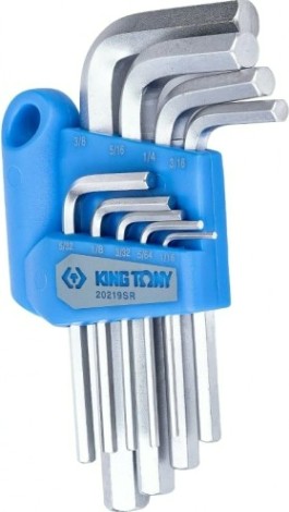 Набор ключей шестигранных KING TONY 20219SR 1/16"-3/8", дюймовые, короткие, 9 предметов