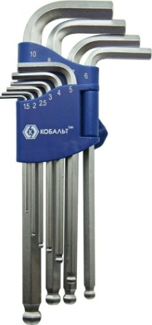 Набор ключей шестигранных Кобальт 020402-10 угловых с шаром cr-v (10 шт.) Набор ключей шестигранных Кобальт 020402-10 угловых с шаром cr-v (10 шт.)