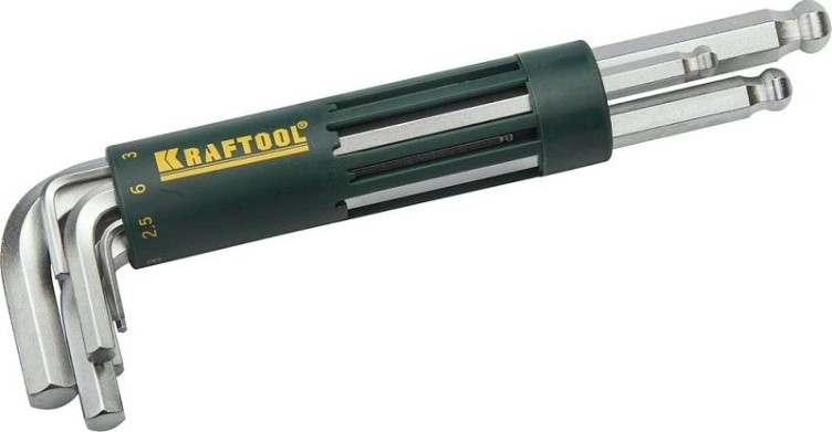 Набор ключей шестигранных KRAFTOOL Cr-Mo ключи имбусовые длинные с шариком, сталь, держател [27431-2_z01]