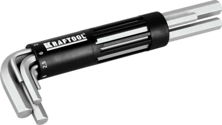 Набор ключей шестигранных KRAFTOOL Cr-Mo ключи имбусовые длинные, сталь, держатель-рукоятка [27430-2_z01]