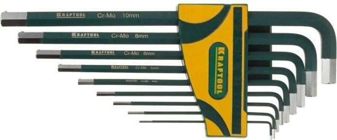 Набор ключей шестигранных KRAFTOOL "INDUSTRIE" имбусовых длинные,шарик,cr-mo сталь(s2),хром покры [27445-H9]