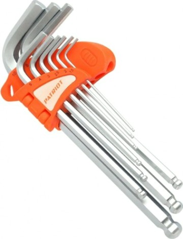 Набор ключей шестигранных PATRIOT SKH-9L с шаром 1,5-10мм, CRV, 9 шт [350002008]