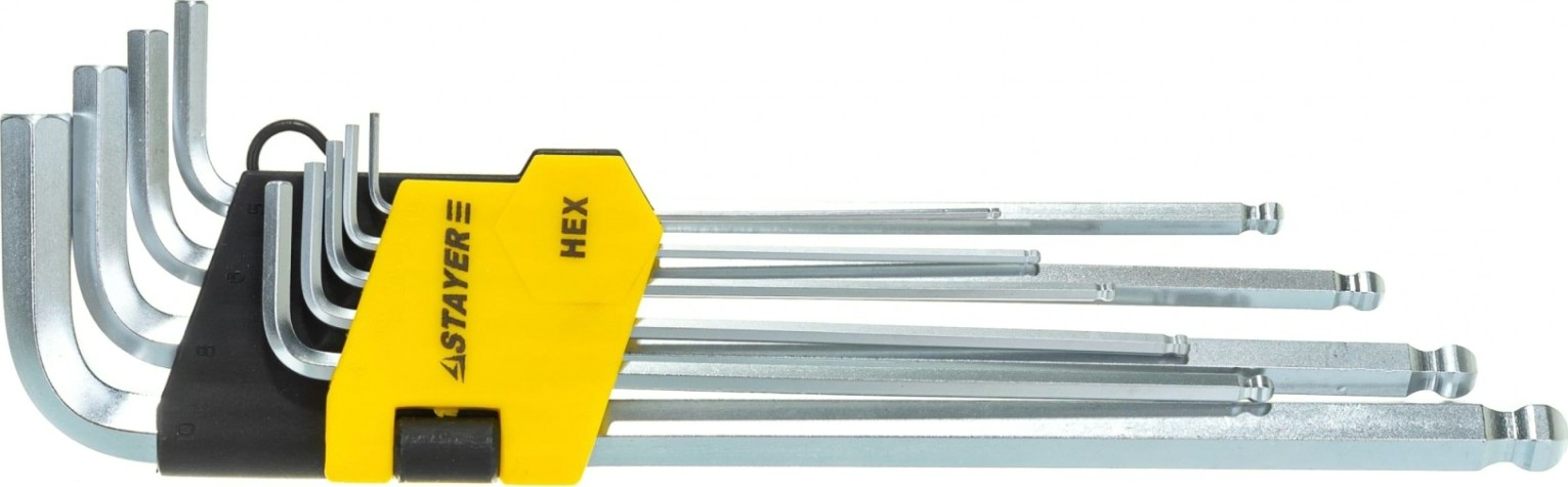 Набор ключей шестигранных STAYER HEX 1,5-10 длинные с шариком, 9 пр. [2741-H9-2]