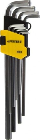 Набор ключей шестигранных STAYER HEX 1,5-10 "master" длинные, cr-v, 9 пр. [2741-H9]