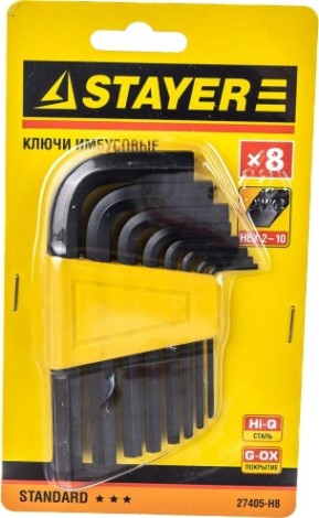 Набор ключей шестигранных STAYER STANDARD 2-10мм, 8 шт. [27405-H8]
