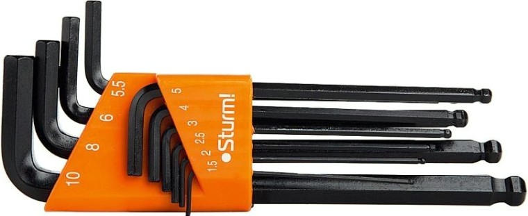 Набор ключей шестигранных Sturm 1045-04-10Bx10 шаровидным наконечником, 10шт.